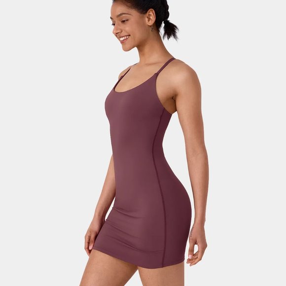 HALARA | Everyday Patitoff Pet Hair Resistant Bodycon Dress BLACK AND MAROON M - Picture 4 of 9